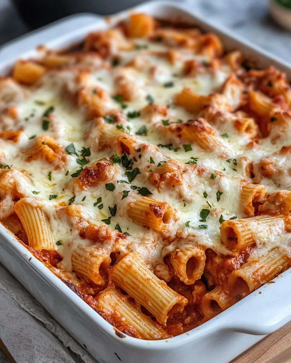 Easy Baked Three-Cheese Chicken Rigatoni recipe photo