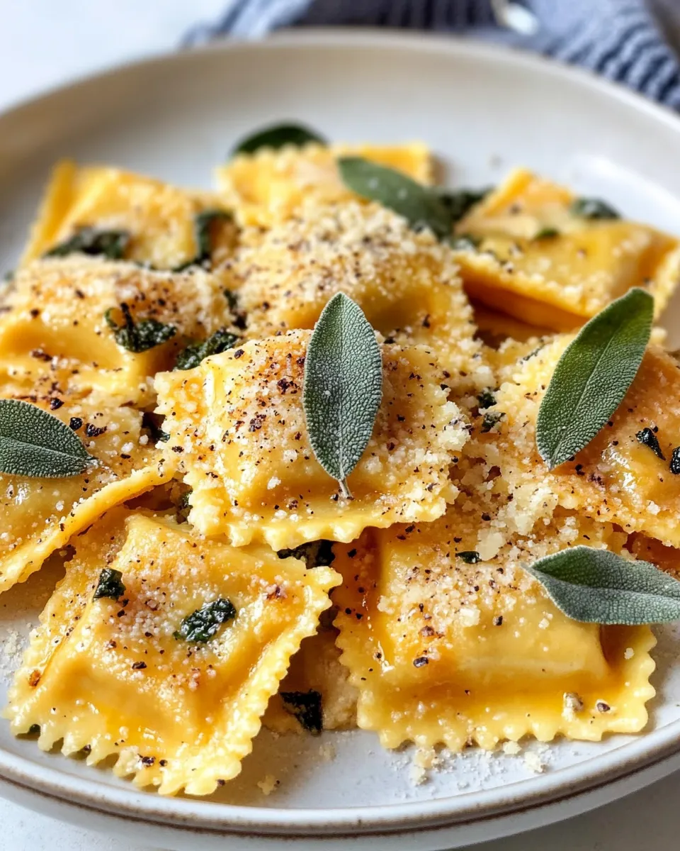 Classic Butternut Squash Ravioli with Browned Butter Sage (No Wine) recipe image