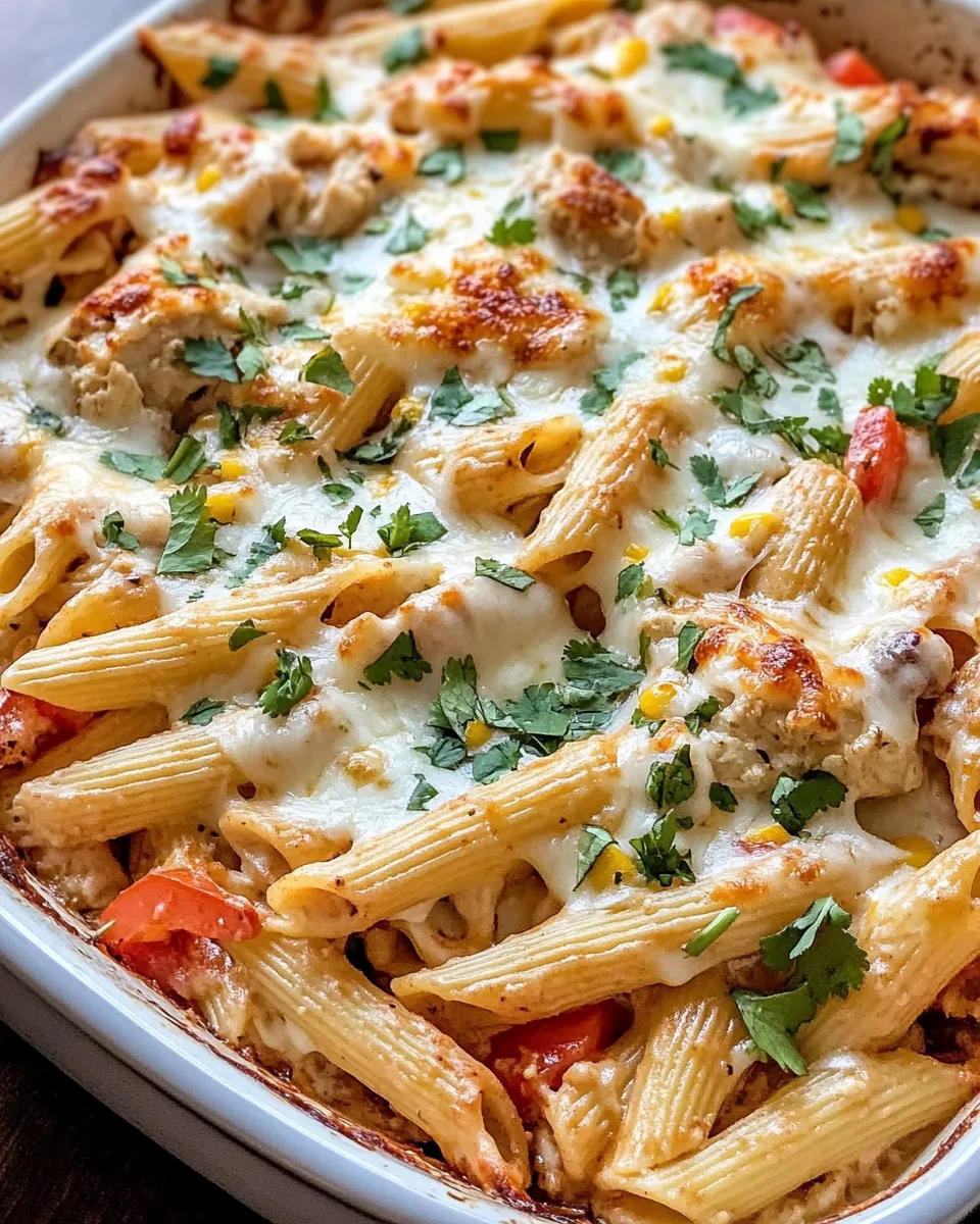 Delicious Cheesy Chicken Fajita Pasta Bake food shot