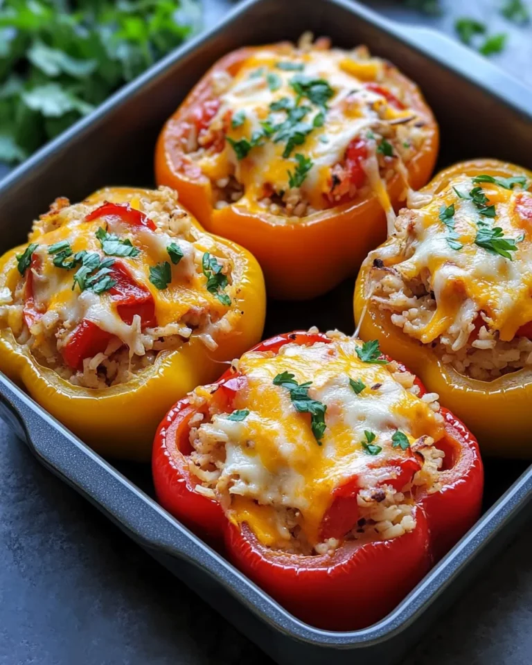 Homemade Cheesy Chicken and Rice Stuffed Peppers photo