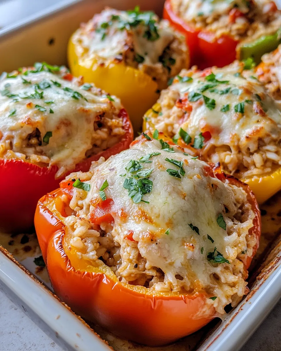 Classic Cheesy Chicken and Rice Stuffed Peppers image