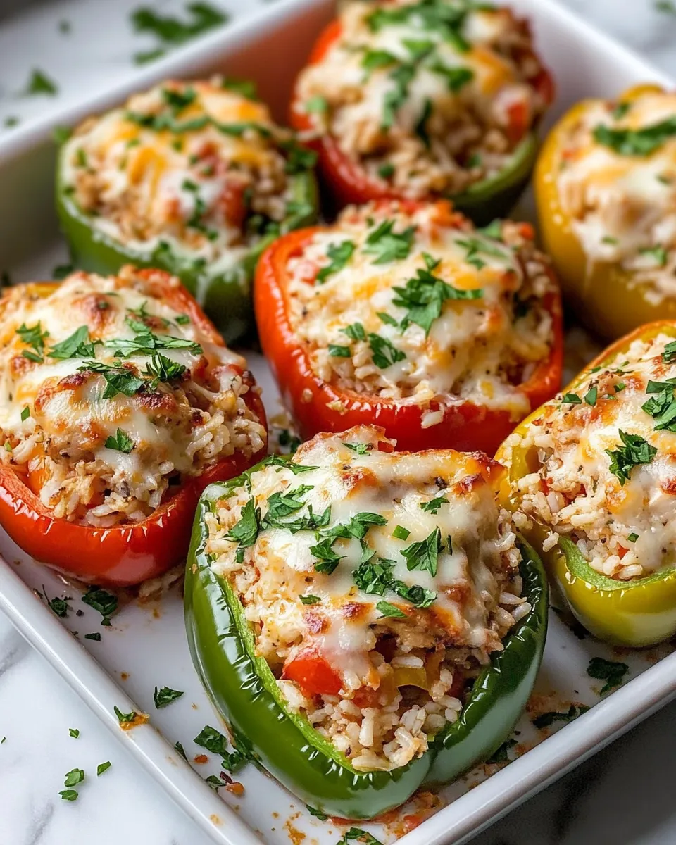 Easy Cheesy Chicken and Rice Stuffed Peppers recipe photo