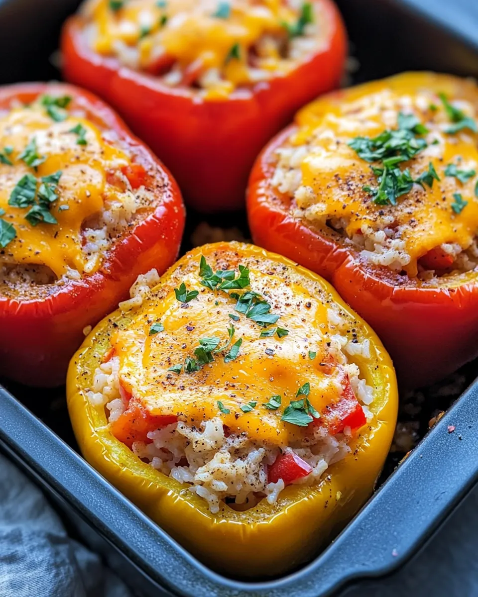 Delicious Cheesy Chicken and Rice Stuffed Peppers dish photo