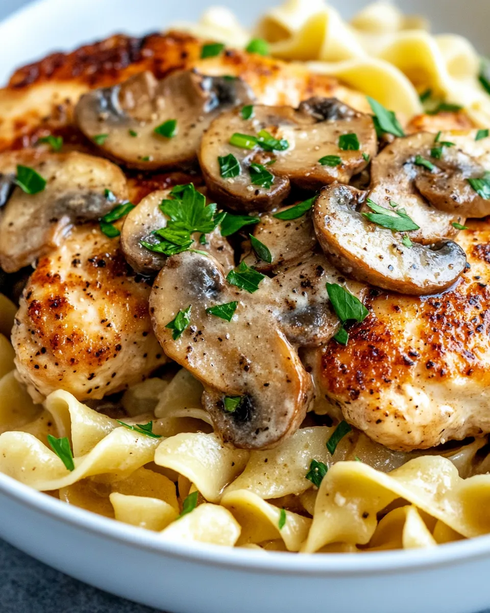 Homemade Chicken Marsala (No Wine Version) with Buttered Noodles photo