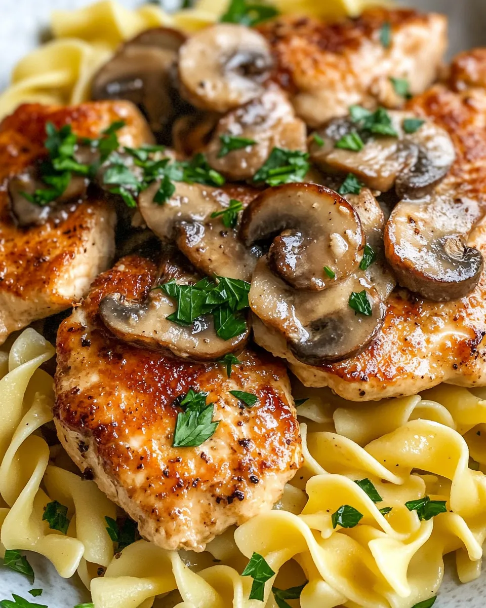 Classic Chicken Marsala (No Wine Version) with Buttered Noodles image