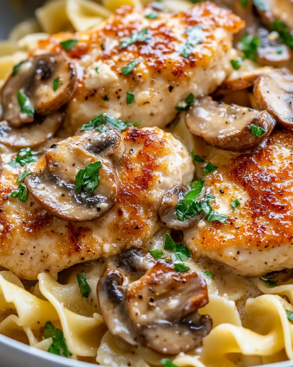 Easy Chicken Marsala (No Wine Version) with Buttered Noodles recipe photo