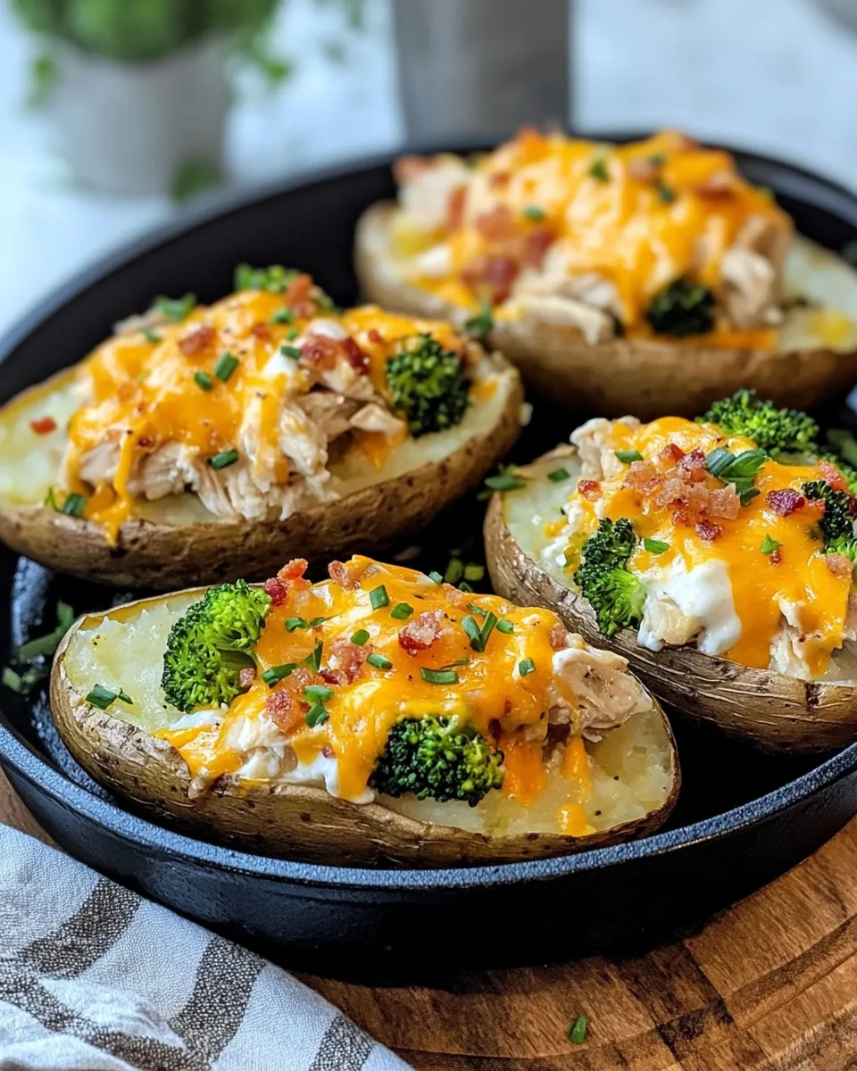 Easy Creamy Broccoli Cheddar Chicken Stuffed Potatoes recipe photo