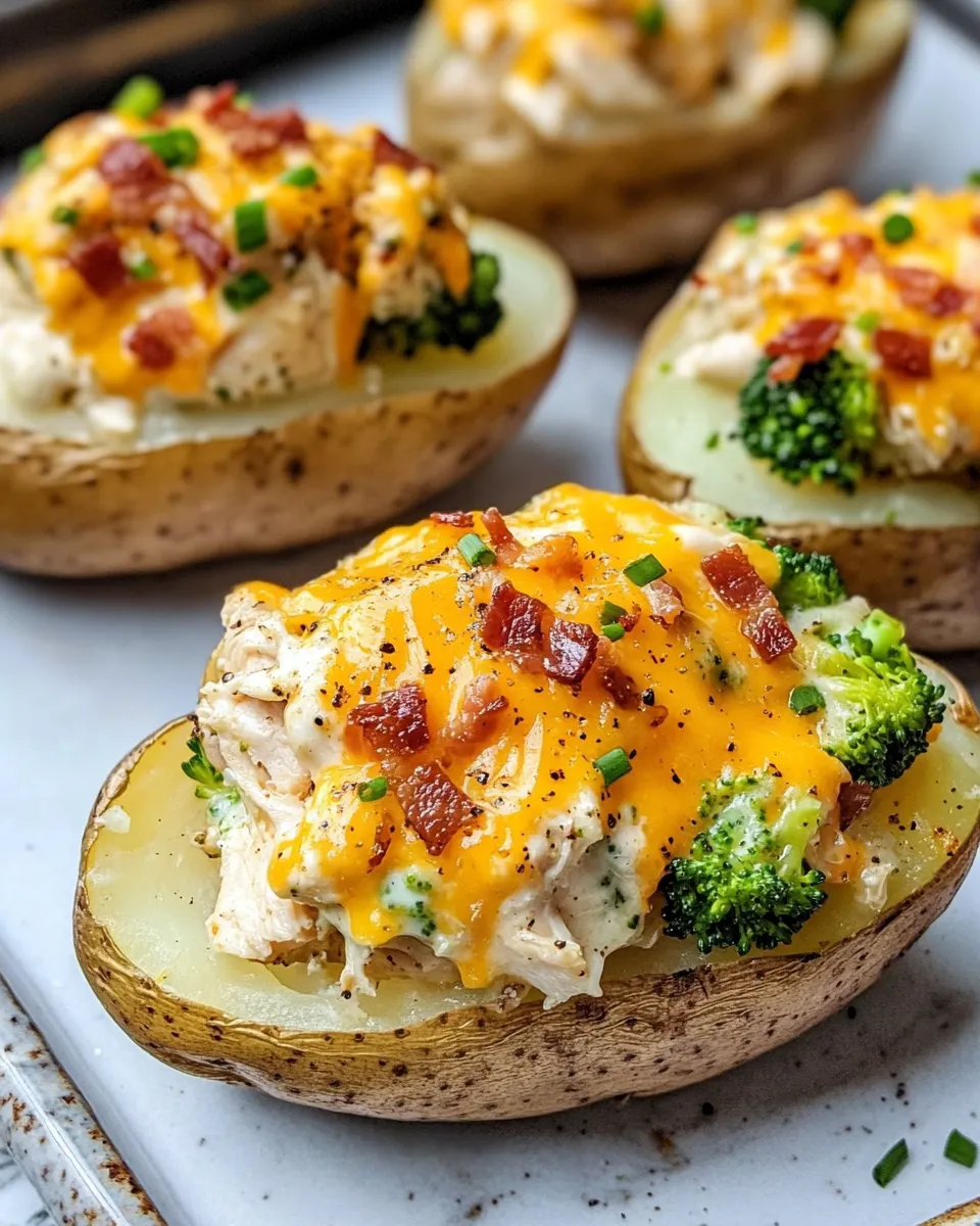 Delicious Creamy Broccoli Cheddar Chicken Stuffed Potatoes dish photo