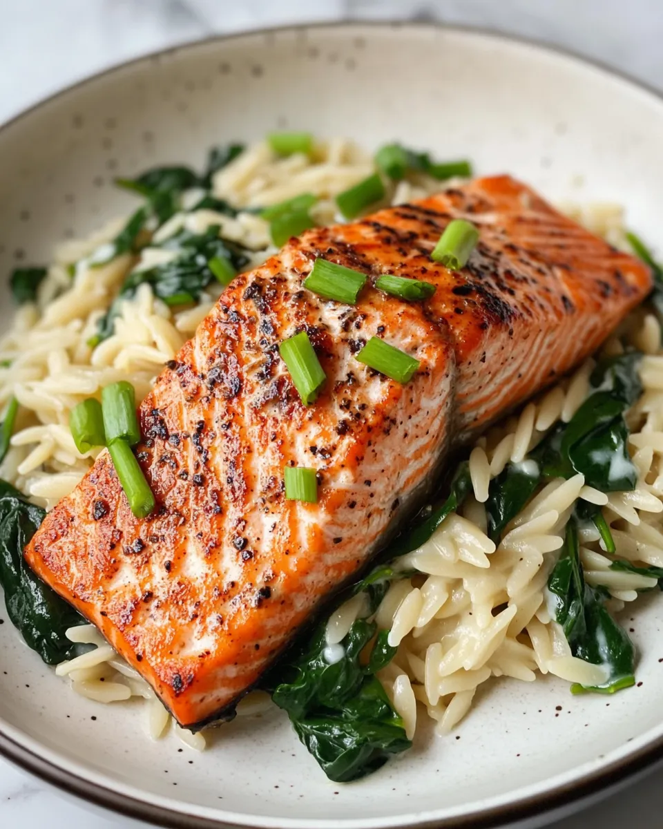 Homemade Creamy Cajun Salmon and Spinach Orzo recipe photo