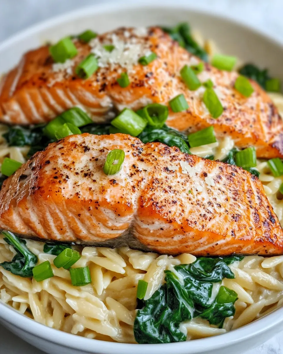 Classic Creamy Cajun Salmon and Spinach Orzo dish photo