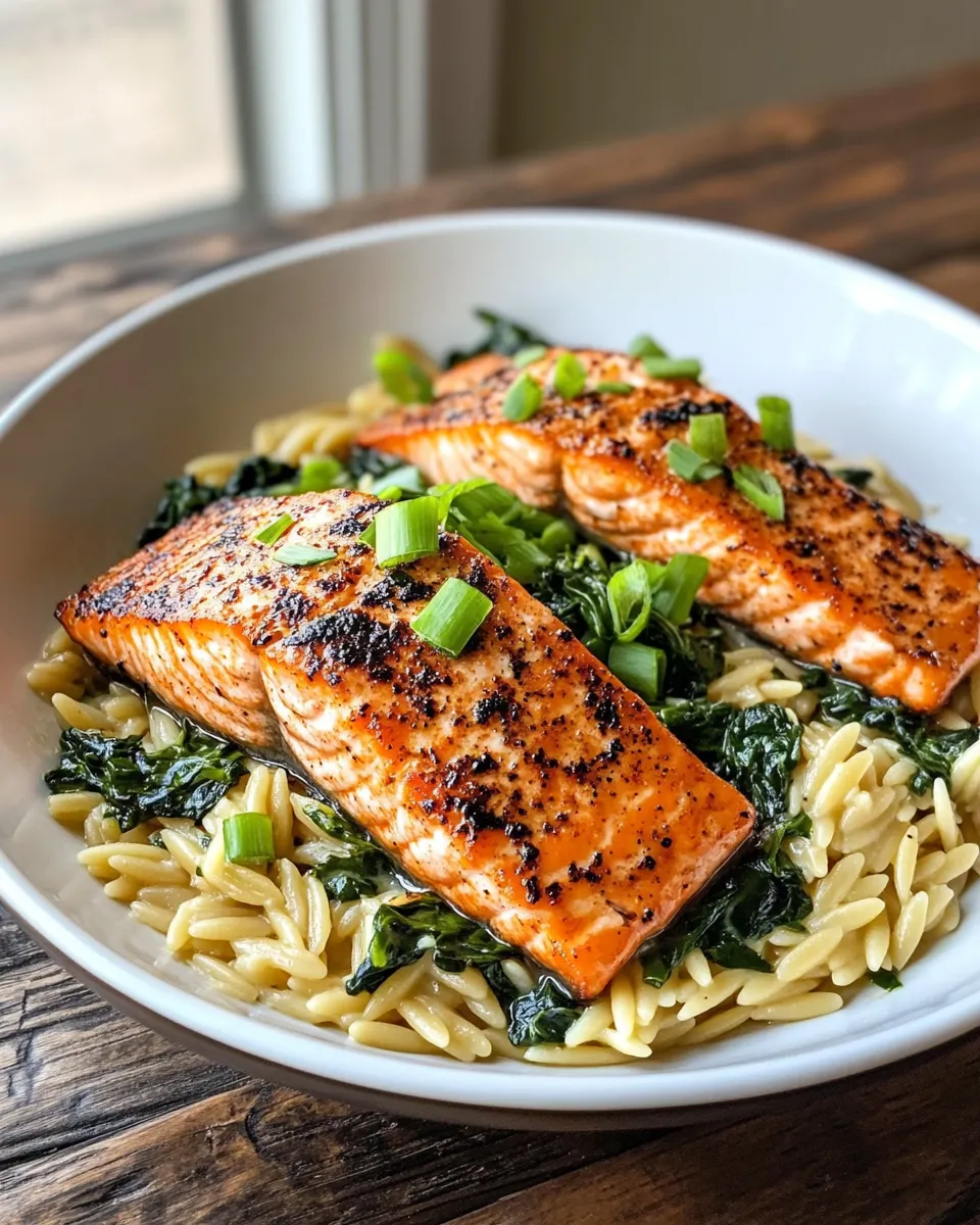 Delicious Creamy Cajun Salmon and Spinach Orzo picture