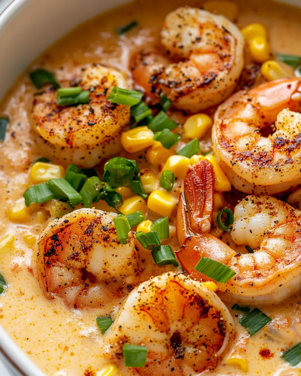 Easy Creamy Cajun Shrimp and Corn Chowder food shot