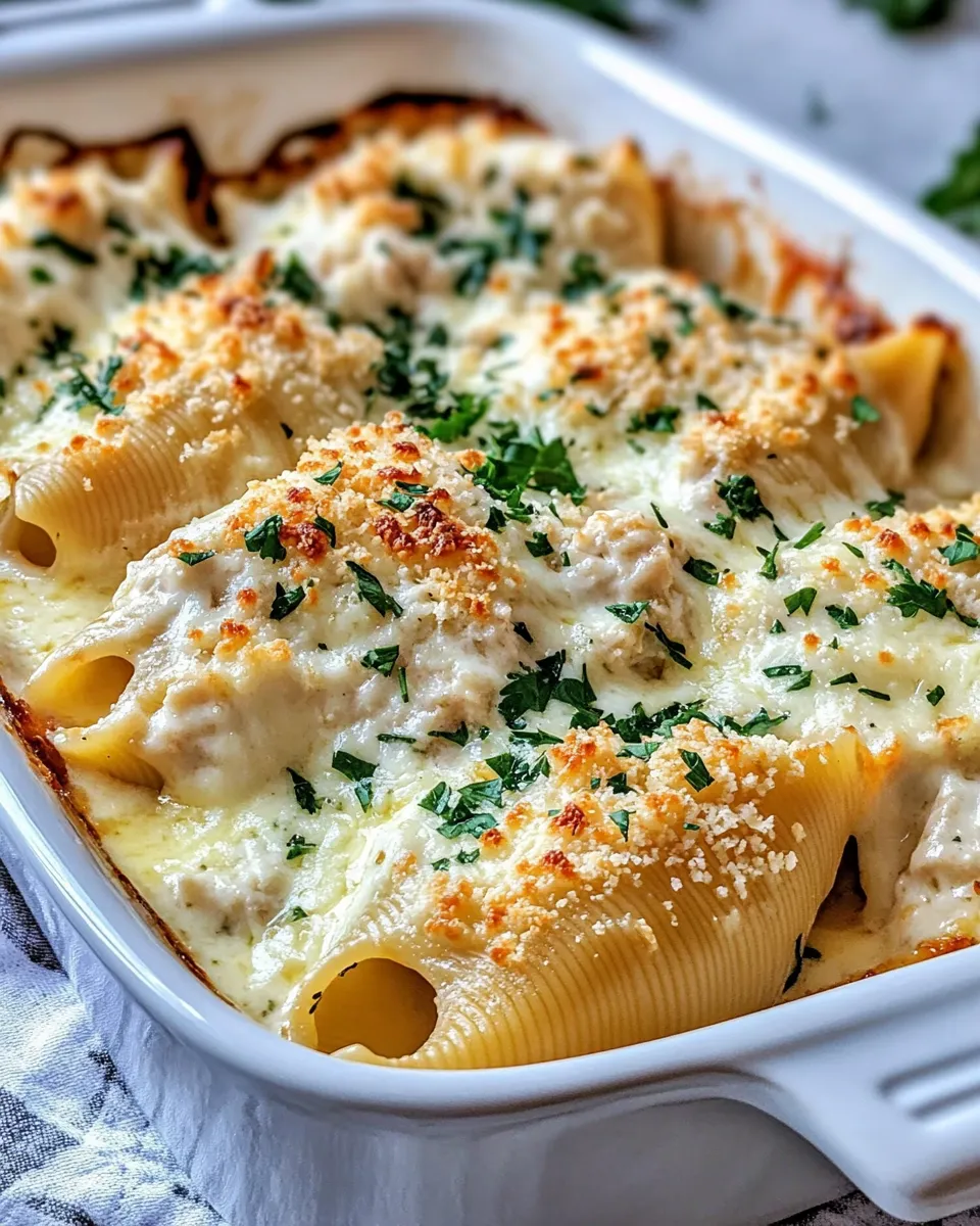 Homemade Creamy Chicken Alfredo Stuffed Shells photo