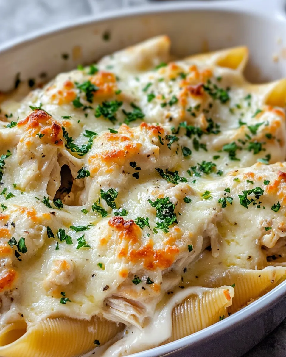 Classic Creamy Chicken Alfredo Stuffed Shells recipe image