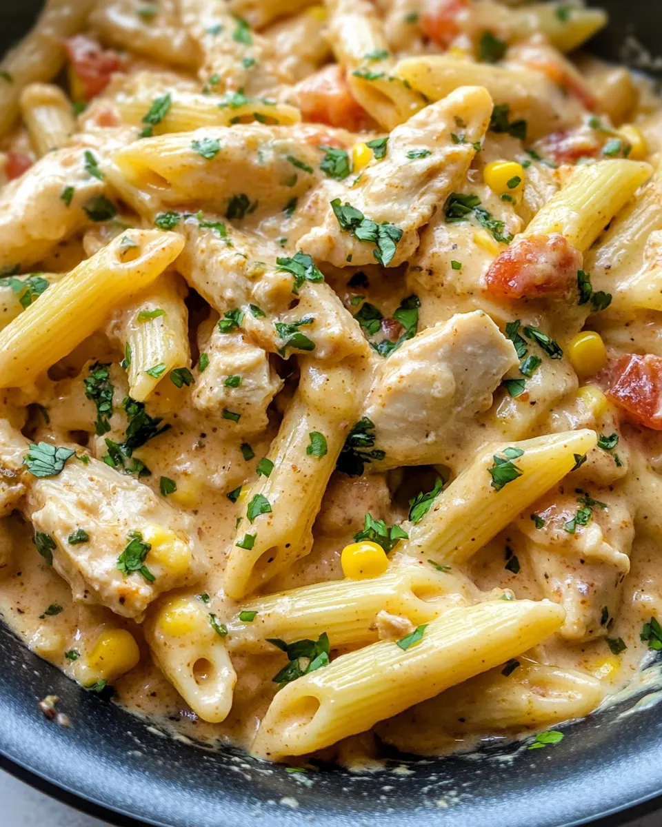 Easy Creamy Chicken Enchilada Pasta Skillet recipe photo