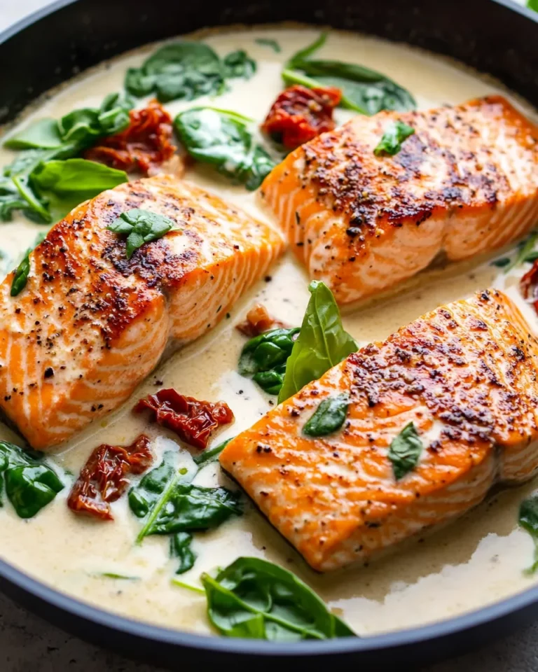Homemade Creamy Garlic Tuscan Salmon Skillet photo