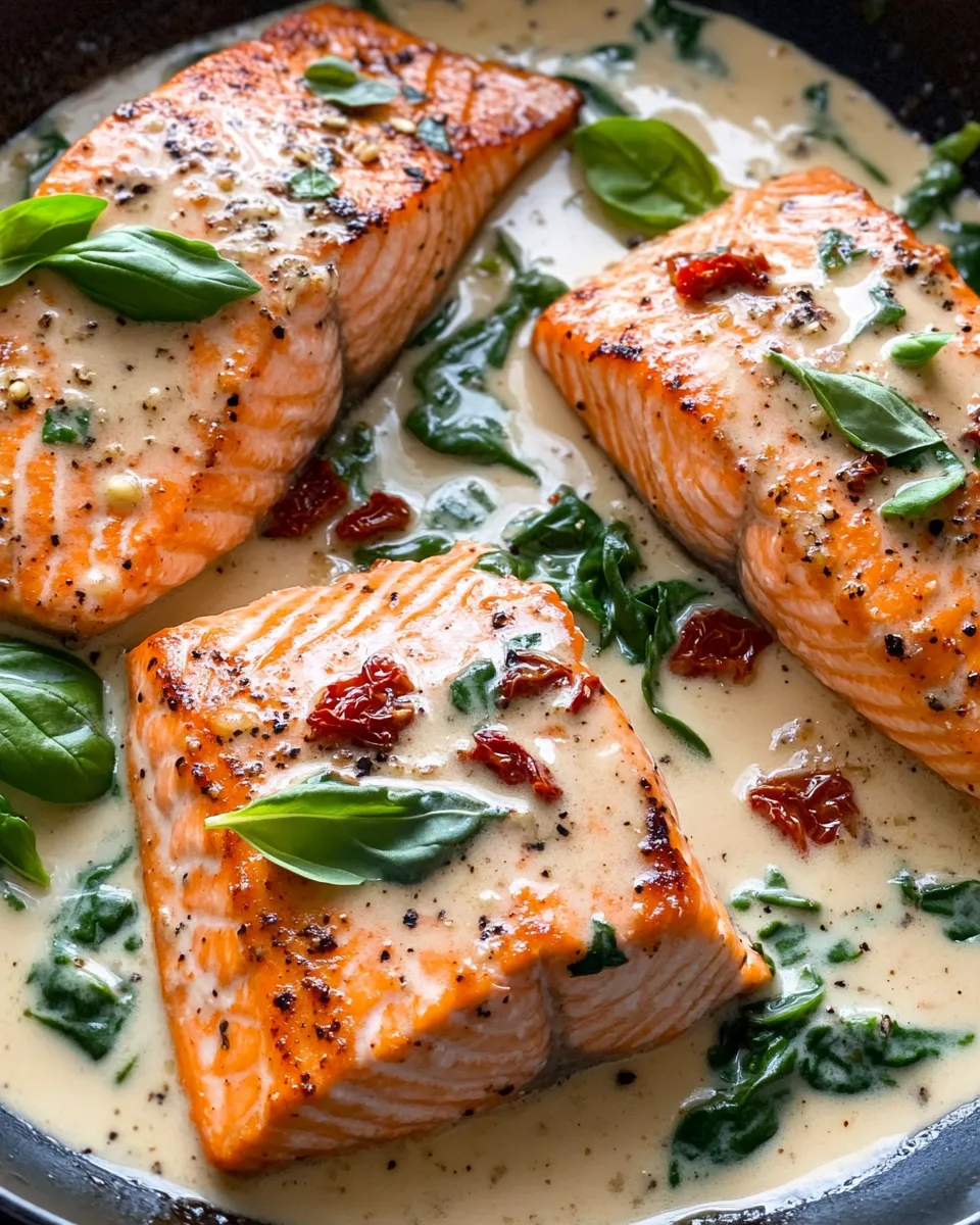 Classic Creamy Garlic Tuscan Salmon Skillet image
