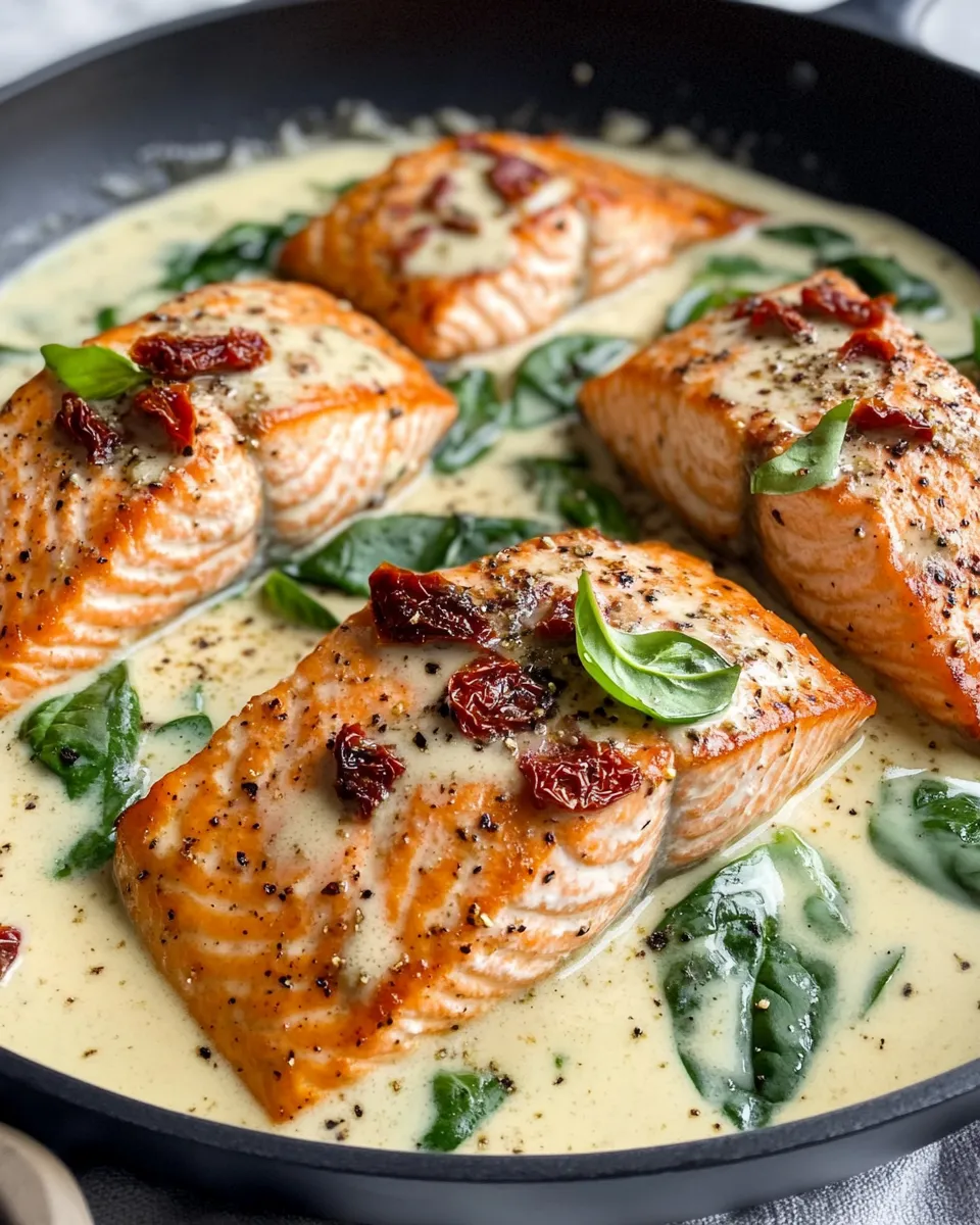 Easy Creamy Garlic Tuscan Salmon Skillet recipe photo