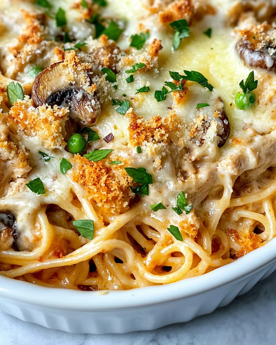 Easy Creamy Mushroom Turkey Tetrazzini Bake recipe photo
