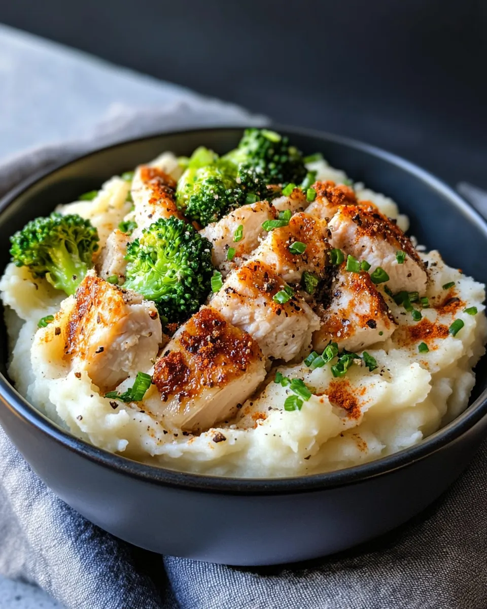 Homemade Creamy Roasted Garlic Mashed Potato Bowls (with Chicken) recipe photo