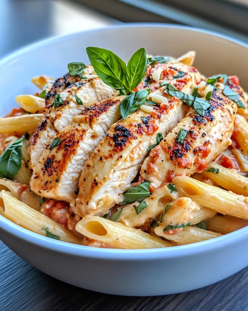 Homemade Creamy Roasted Red Pepper Chicken Penne photo