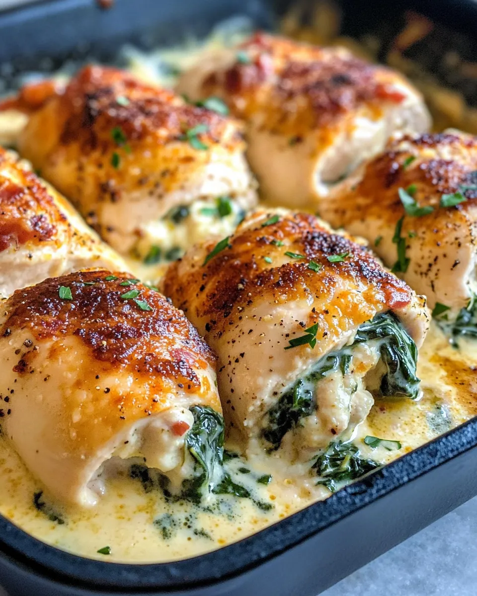Easy Creamy Spinach Alfredo Chicken Roll-Ups recipe photo