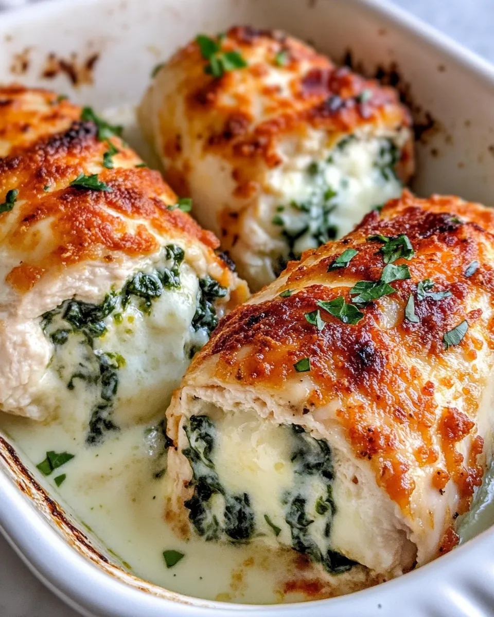 Delicious Creamy Spinach Alfredo Chicken Roll-Ups dish photo
