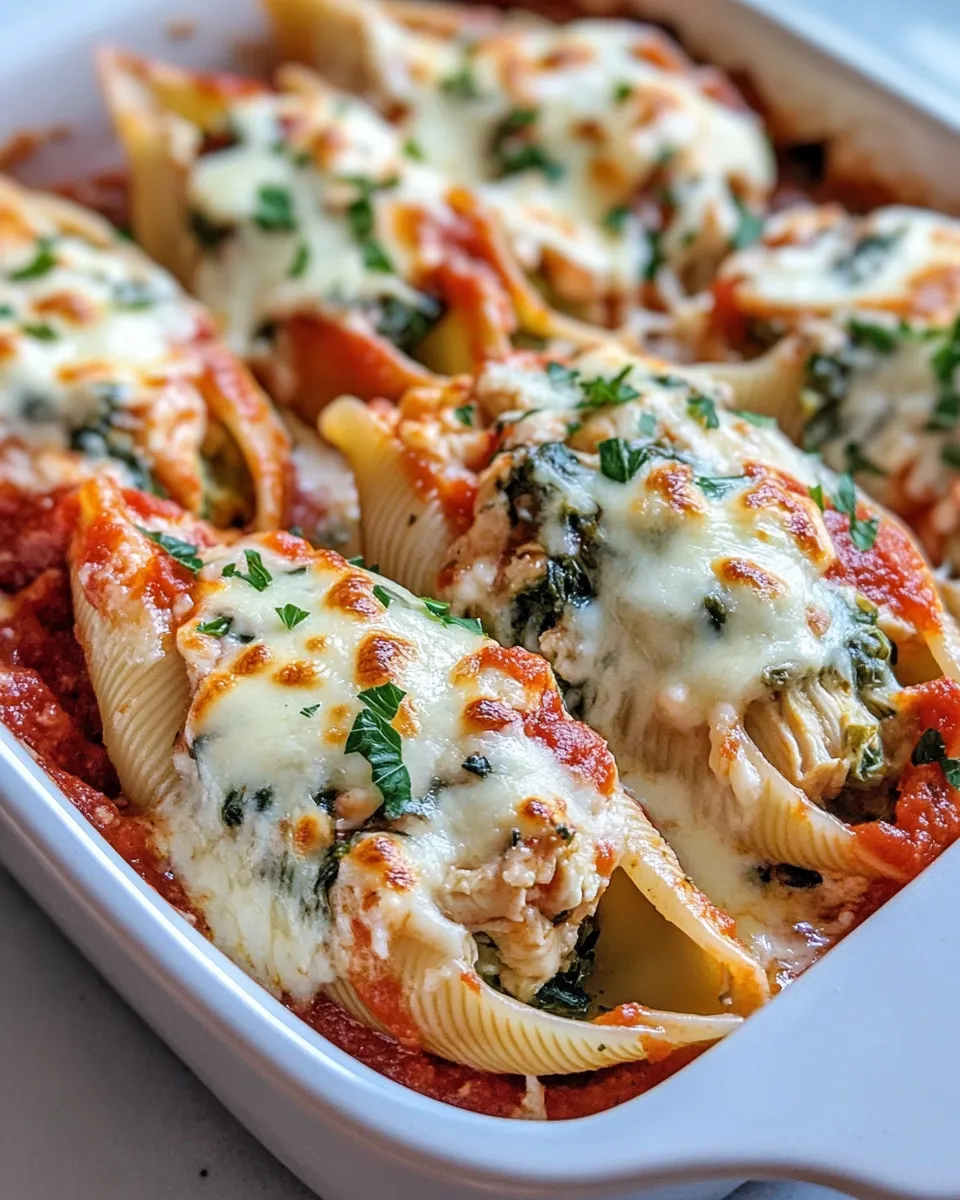 Easy Creamy Spinach Artichoke Chicken Stuffed Shells recipe photo
