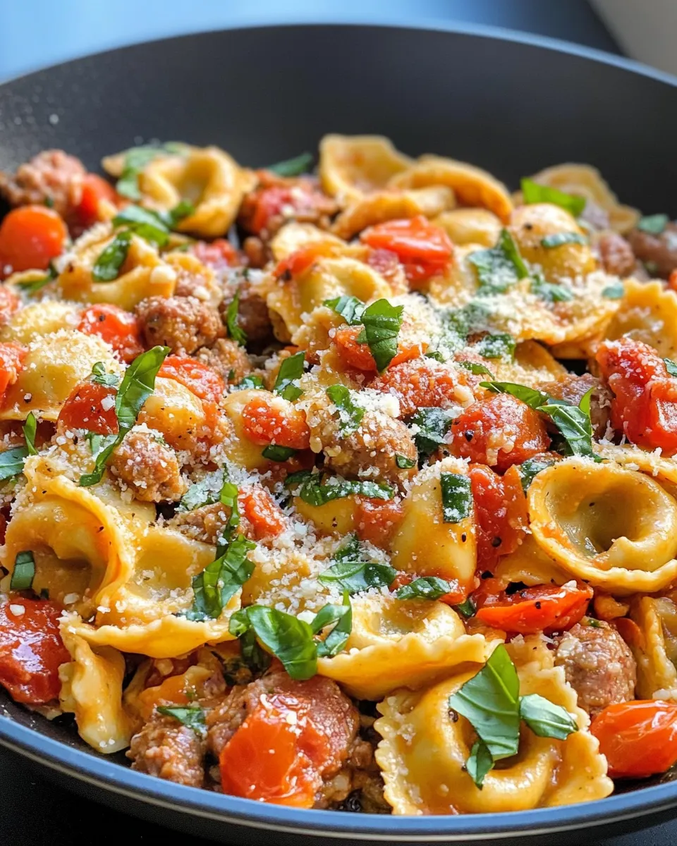 Classic Creamy Tomato Basil Tortelloni with Chicken Sausage (Turkey) dish photo