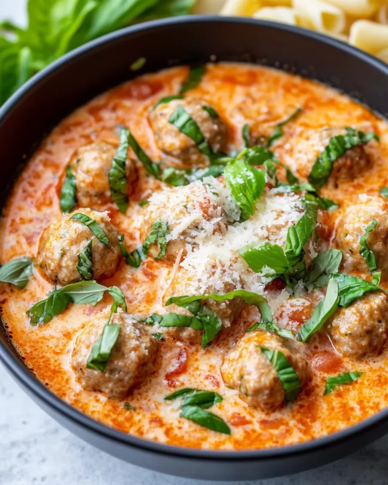 Homemade Creamy Tomato Basil Turkey Meatball Soup photo
