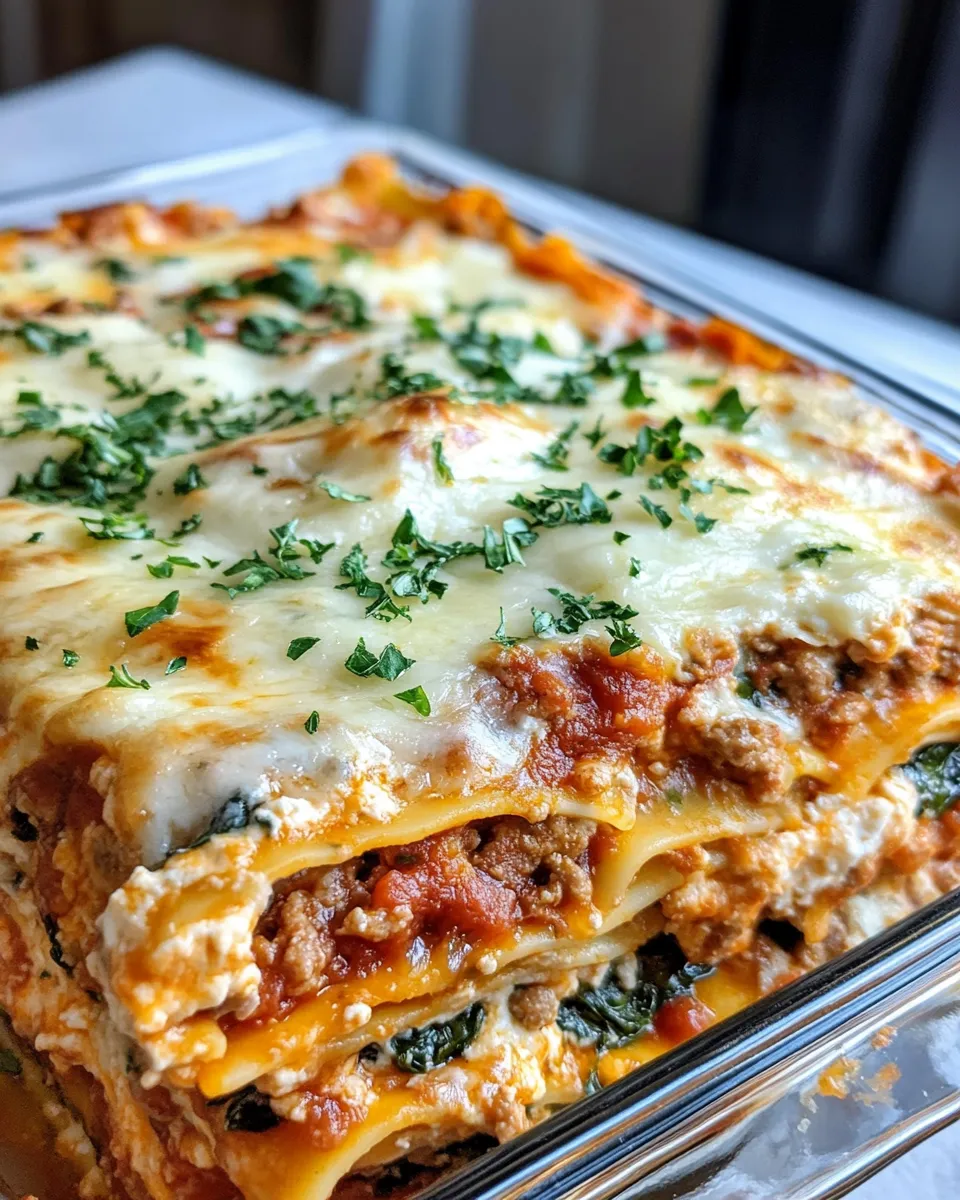 Easy Creamy Turkey and Spinach Lasagna food shot