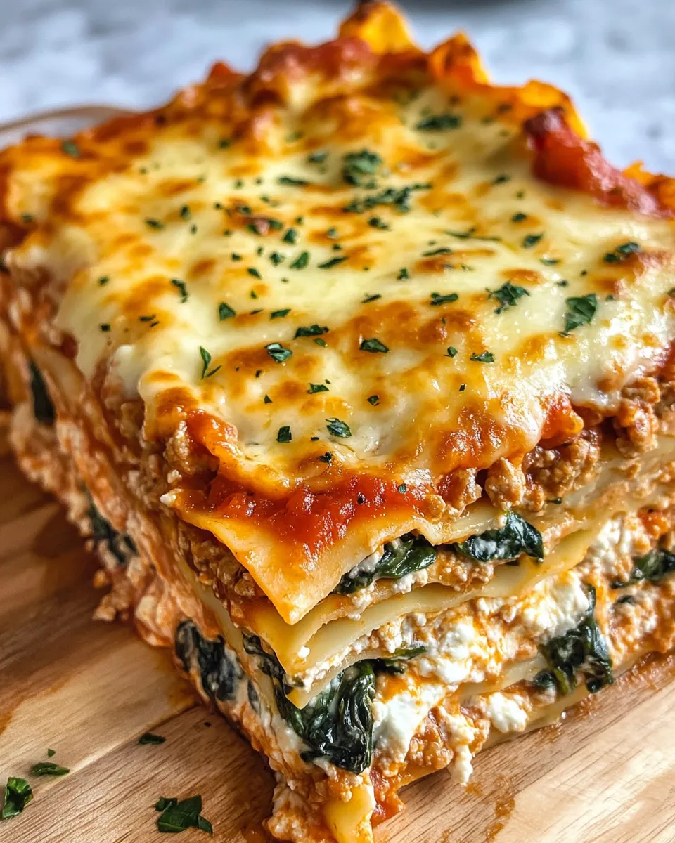 Delicious Creamy Turkey and Spinach Lasagna plate image