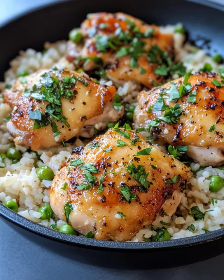 Homemade Garlic Butter Chicken Thighs with Rice Pilaf photo