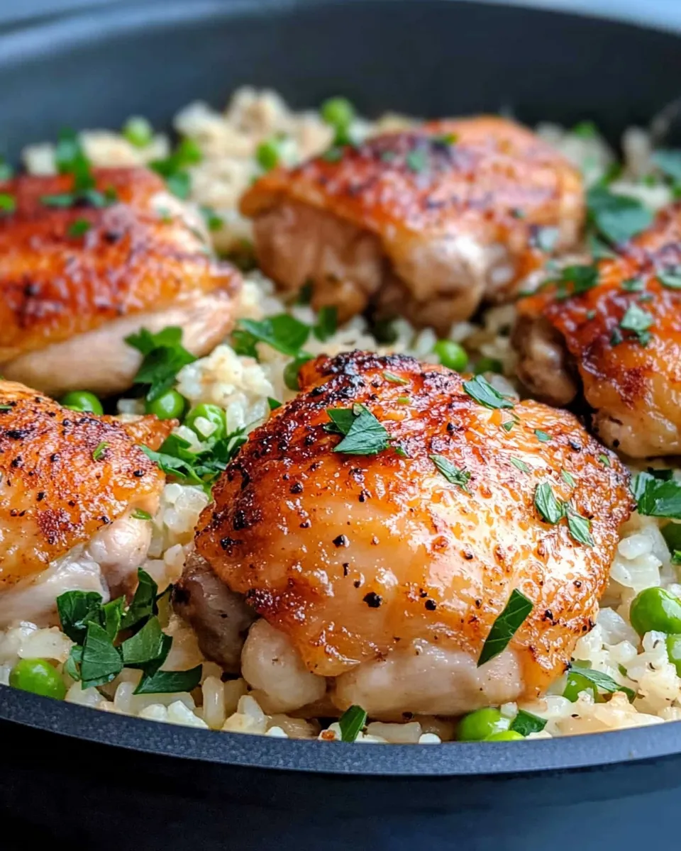 Classic Garlic Butter Chicken Thighs with Rice Pilaf image