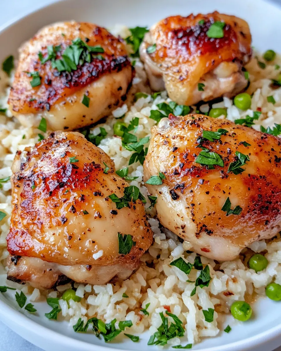 Easy Garlic Butter Chicken Thighs with Rice Pilaf recipe photo