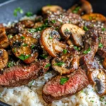 Homemade Garlic Butter Steak and Mushroom Skillet (with Rice) photo