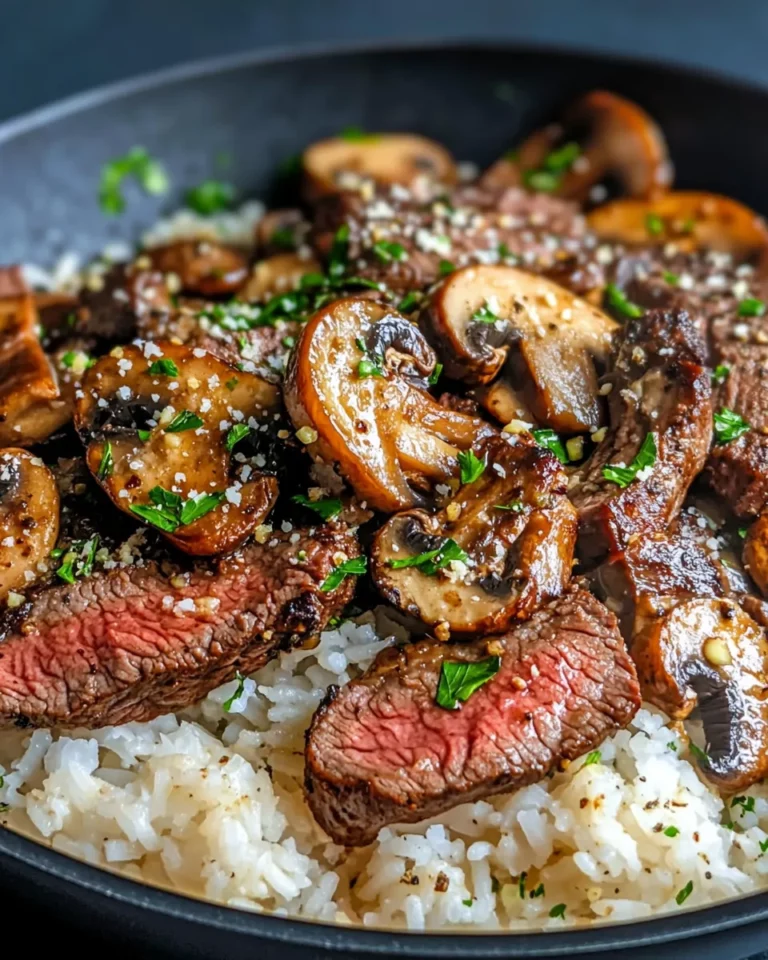 Homemade Garlic Butter Steak and Mushroom Skillet (with Rice) photo