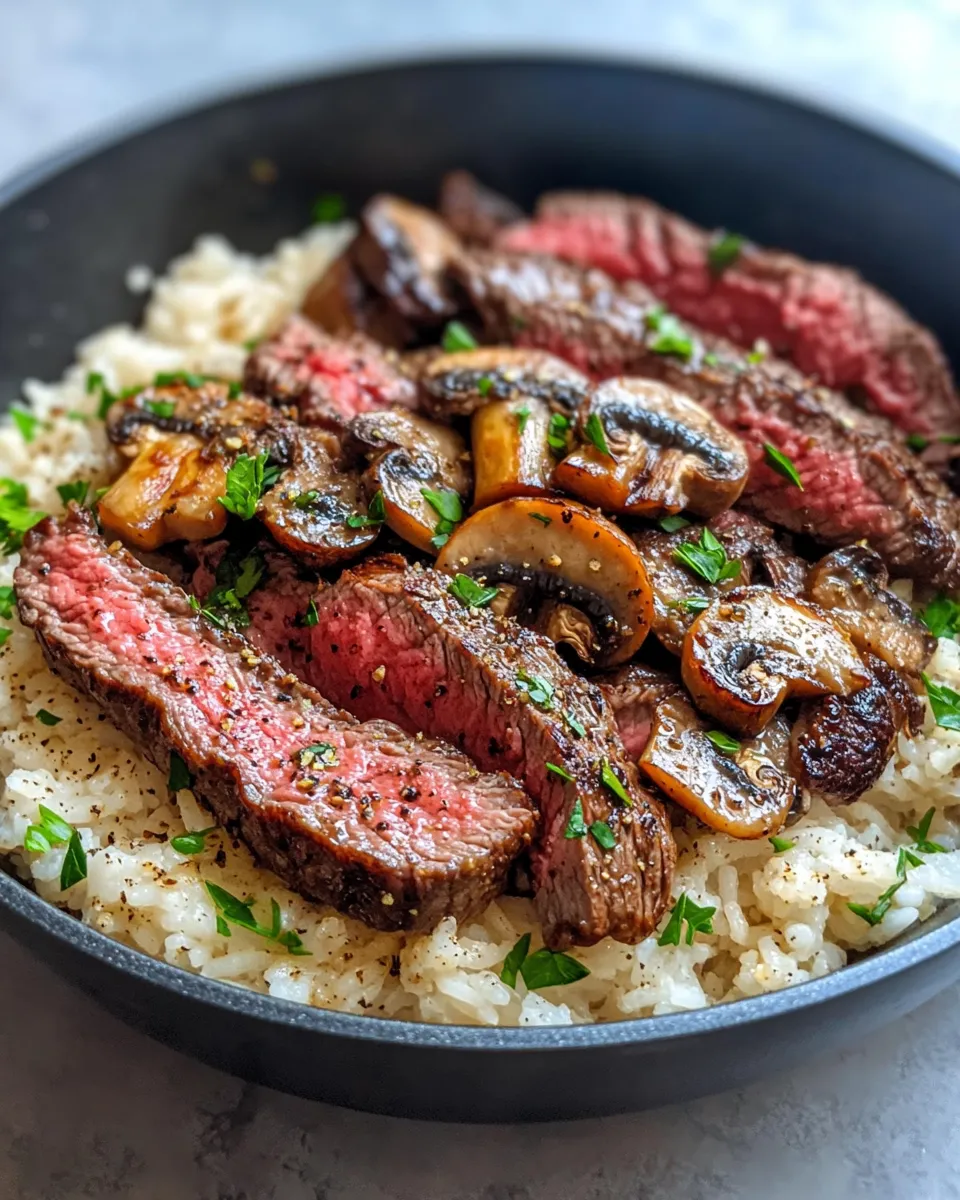 Classic Garlic Butter Steak and Mushroom Skillet (with Rice) image