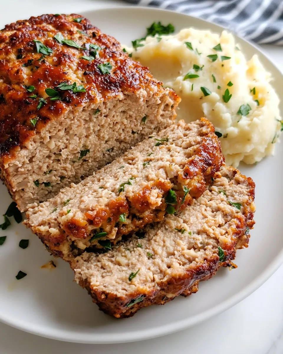 Classic Garlic Herb Chicken Meatloaf with Mashed Potatoes image