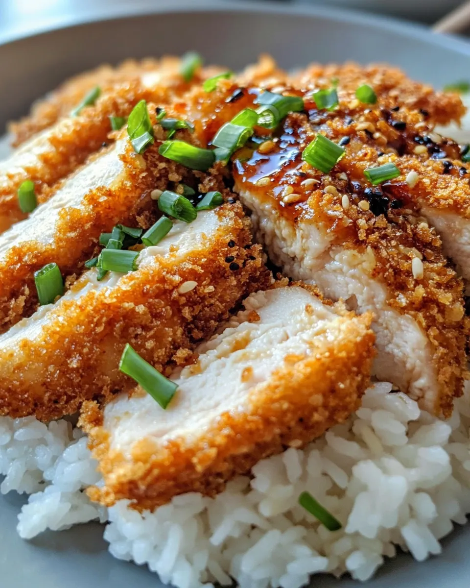 Classic Golden Chicken Katsu with Sticky Rice (Oven-Baked) recipe image