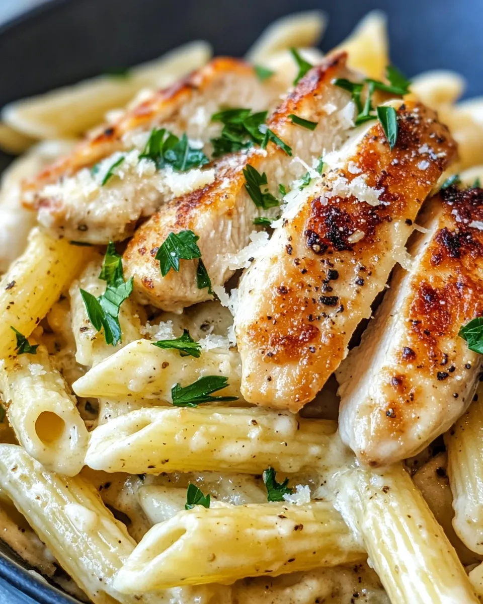 Delicious Lemon Pepper Chicken Alfredo Penne picture