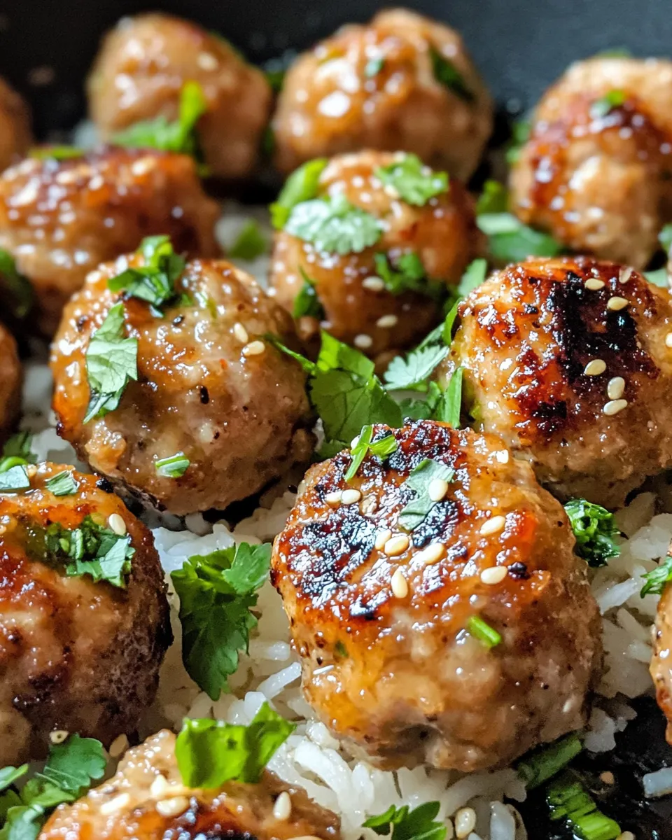 Classic Sesame Ginger Chicken Meatballs with Rice image