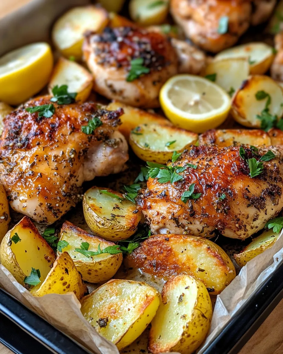 Delicious Sheet-Pan Lemon Herb Chicken & Garlic Potatoes recipe photo