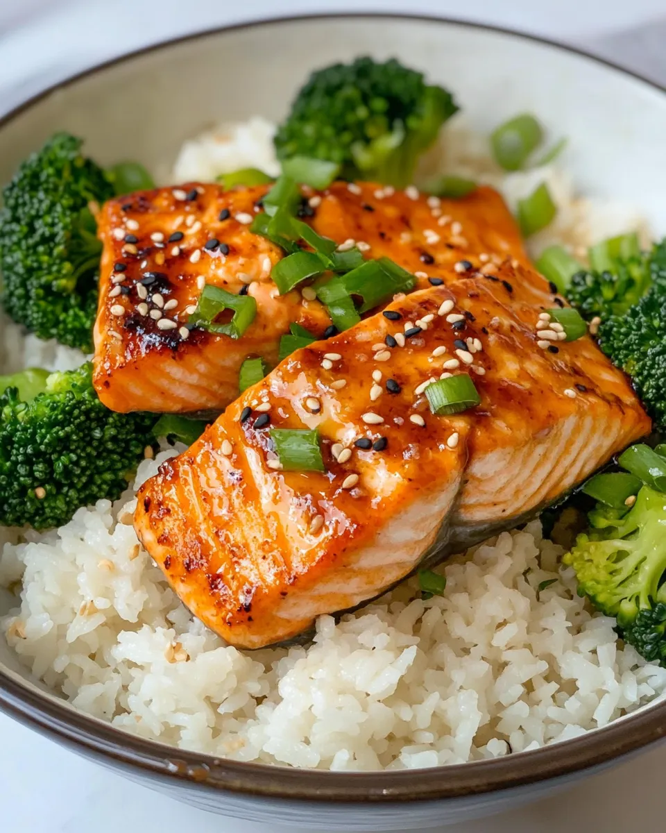 Easy Sticky Honey Soy Salmon Rice Bowls recipe photo