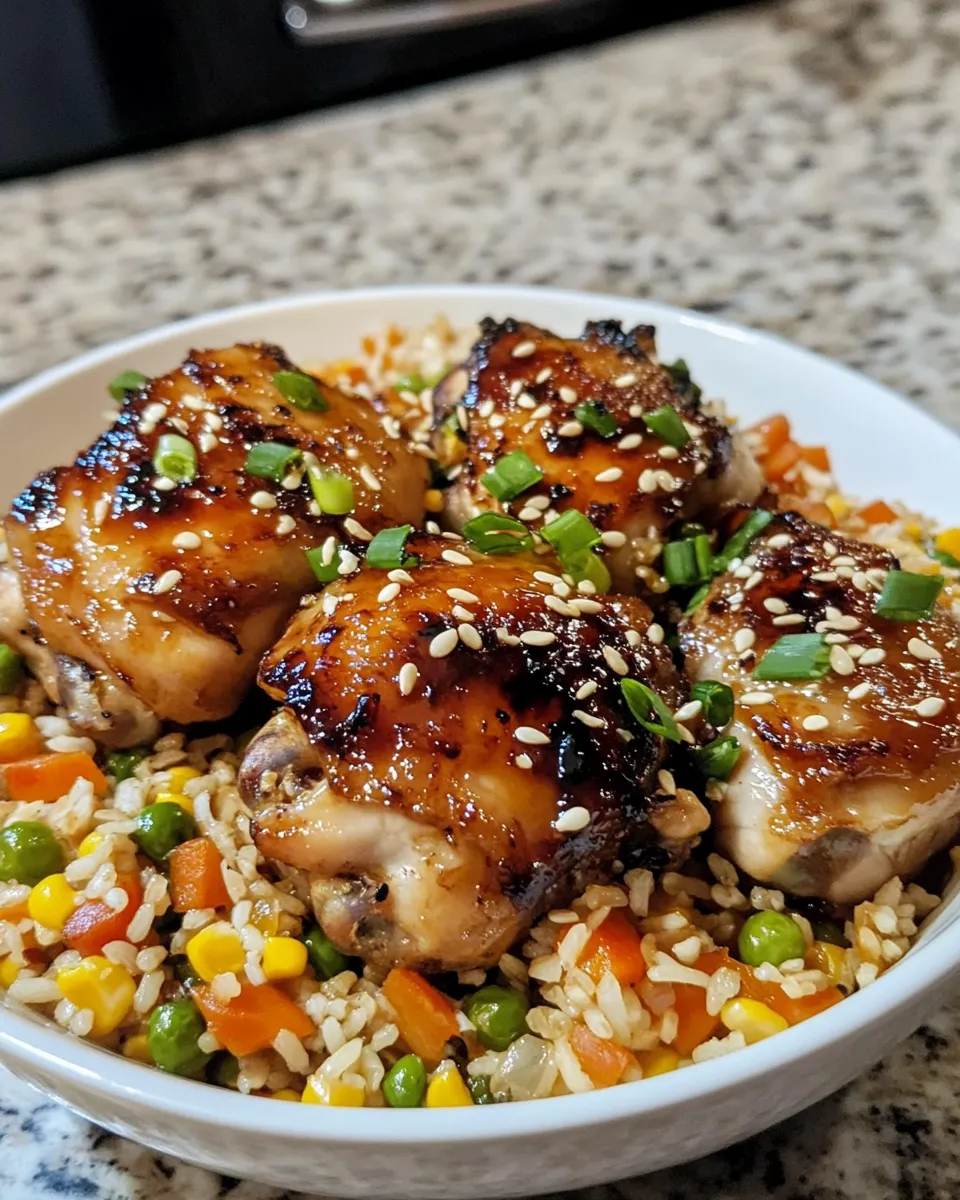 Classic Sticky Orange Chicken Thighs with Fried Rice image