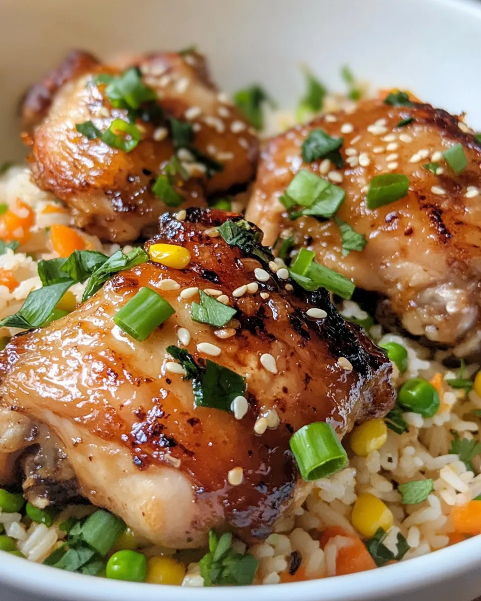 Easy Sticky Orange Chicken Thighs with Fried Rice recipe photo