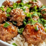 Homemade Teriyaki Glazed Meatballs (Turkey) with Rice recipe photo