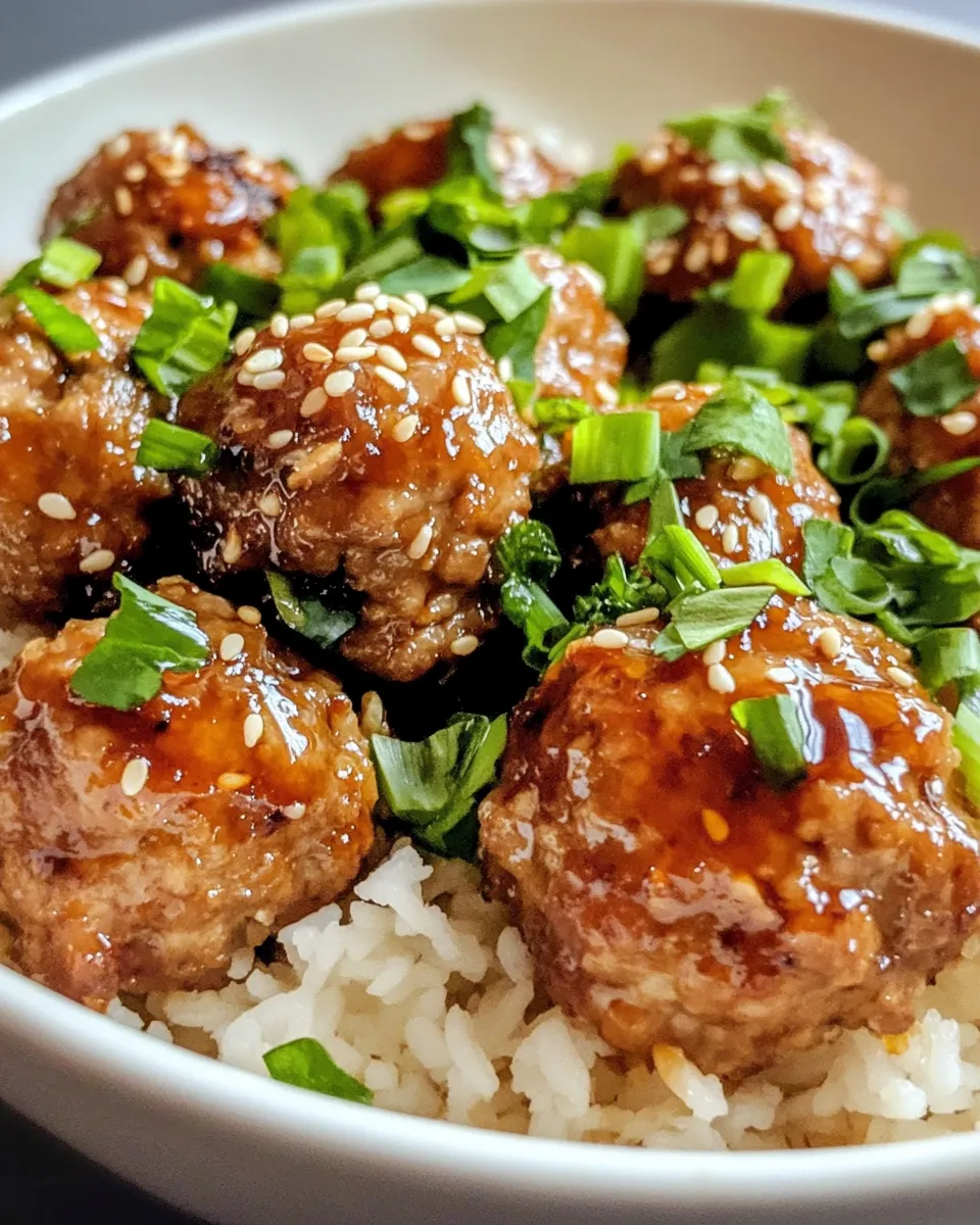Homemade Teriyaki Glazed Meatballs (Turkey) with Rice recipe photo