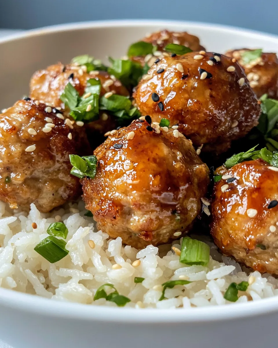 Classic Teriyaki Glazed Meatballs (Turkey) with Rice dish photo