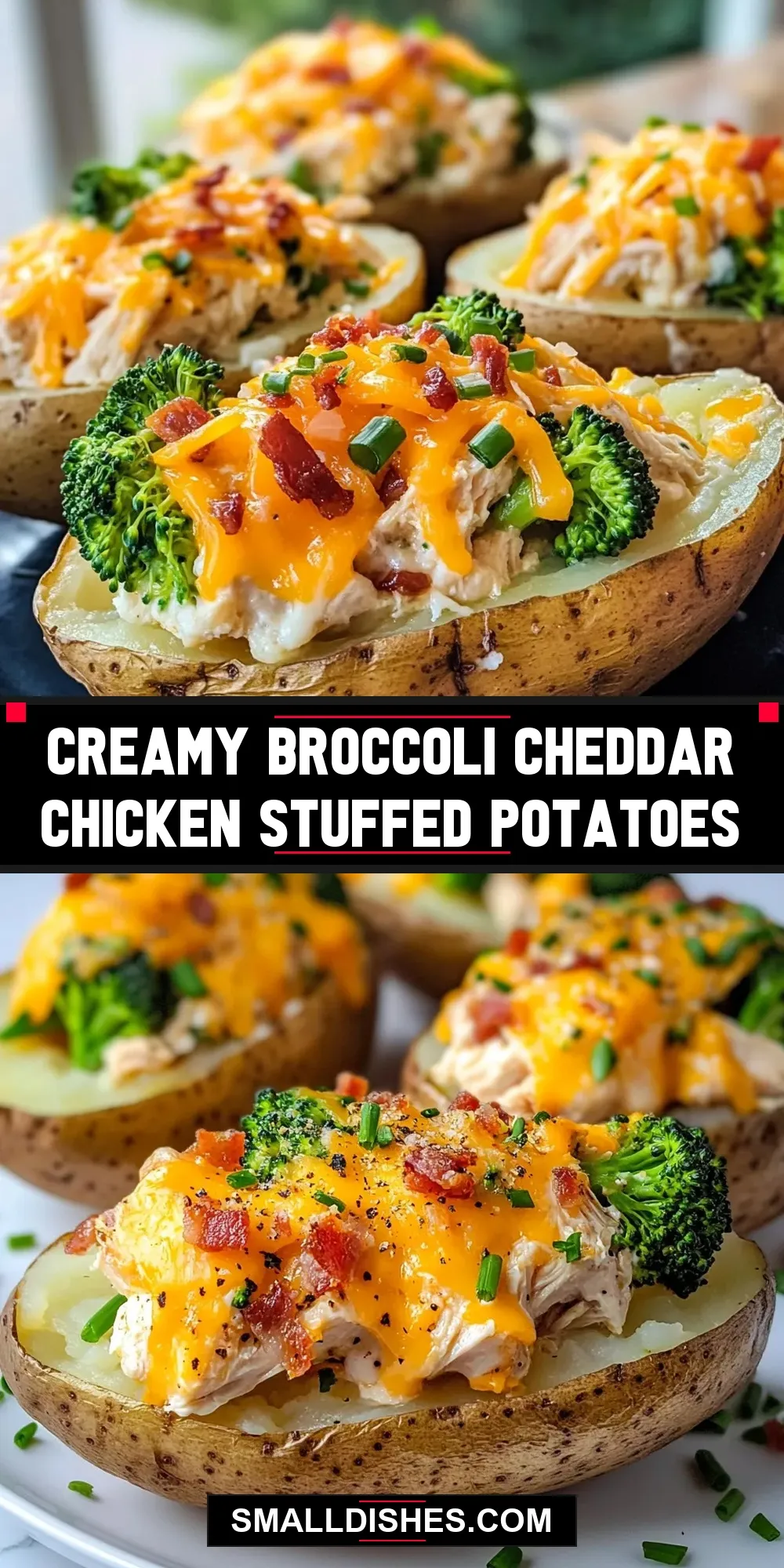 How To Make Fresh Creamy Broccoli Cheddar Chicken Stuffed Potatoes